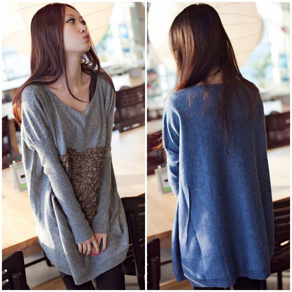 Free shipping casual full sleeve heart pattern women knitting sweater dress slim pullovers outwear autumn new fashion 2013