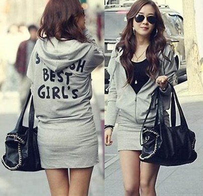 Free Shipping!!! Casual Hot Sale Letters Print Back Hooded Long Sleeve Slim Dress