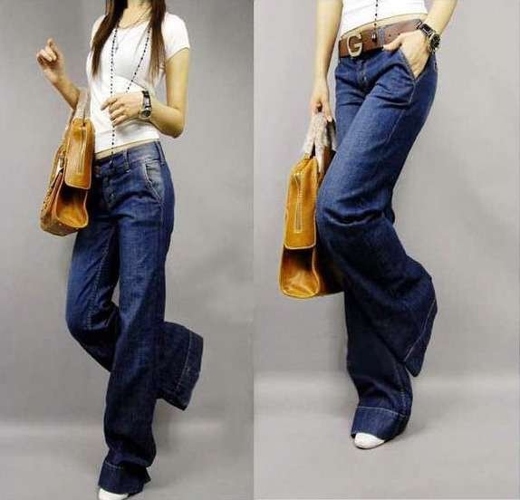 Free shipping! Casual Straight Wide Leg Denim Pant / Women's Trousers / Lady Jeans