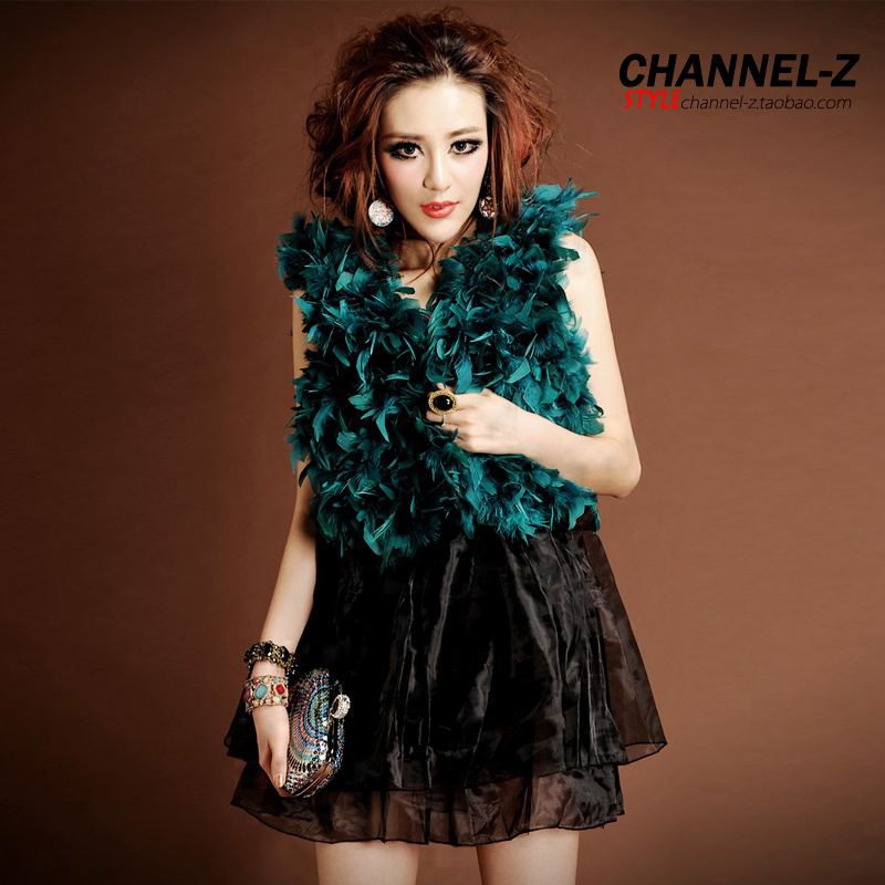 Free shipping Channel-z 2013 autumn and winter fashion elegant 2290 ostrich feather petals fur short vest