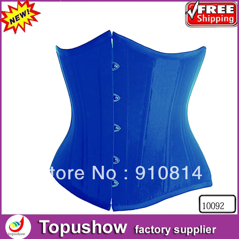 Free shipping ! Cheap satin sexy steel boned underbust corsets bustier back lace up shaper lingerie with G-string S-XXL 10092