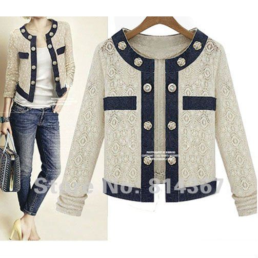 Free Shipping Chic Color Block Patchwork Coat Jacket Without Closure WF-0116