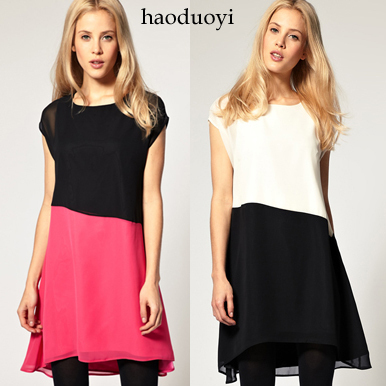 Free shipping chiffon dress with patchwork for asos