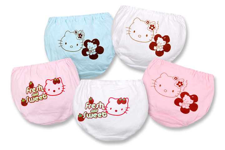 Free shipping Child 100% cotton panties cartoon small panties briefs kitty bread pants