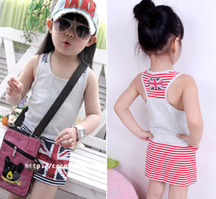 Free shipping  child summer stripe  one-piece dress