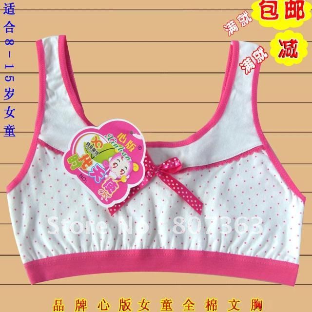 Free shipping Child underwear female child single-bra vest 100% cotton gauze young girl summer 100% cotton female pad