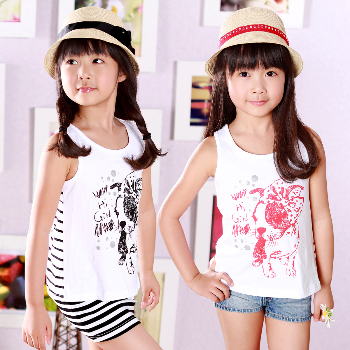 free shipping Children's clothing female child vest dog print 2012 child vest 2 female child