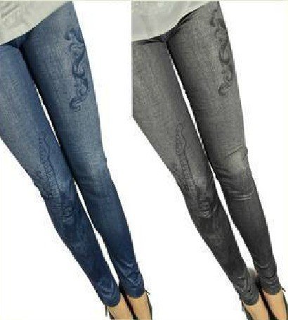 FREE SHIPPING China post air mail LJ-064 2012 Women Vintage dragon Graffiti Skinny Fake Jeans Jeggings Hot Sale