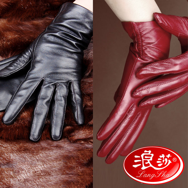 Free shipping china winter thermal women's leather gloves fashion genuine leather gloves sheepskin gloves quality thin 0902