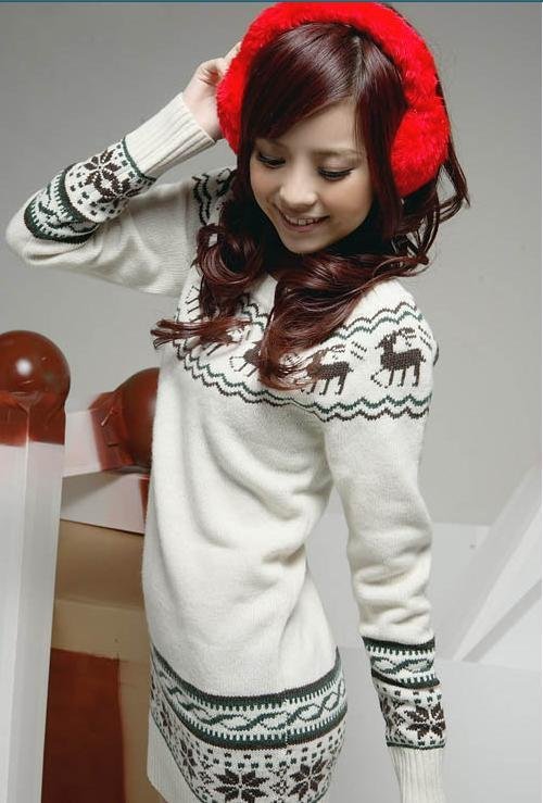 free shipping christmas women's long sleeve cardigan sweater kintted sweater