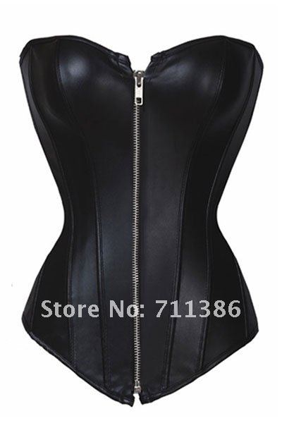 Free Shipping Classic Body Shaper Lingerie Cheap  Black Leather Plus Size Corset  Dress (Size 2XL,3XL,4XL,5XL,6XL) LB1166A