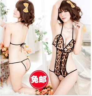 free shipping Classic leopard print one piece internality sleepwear fashion sexy temptation underwear