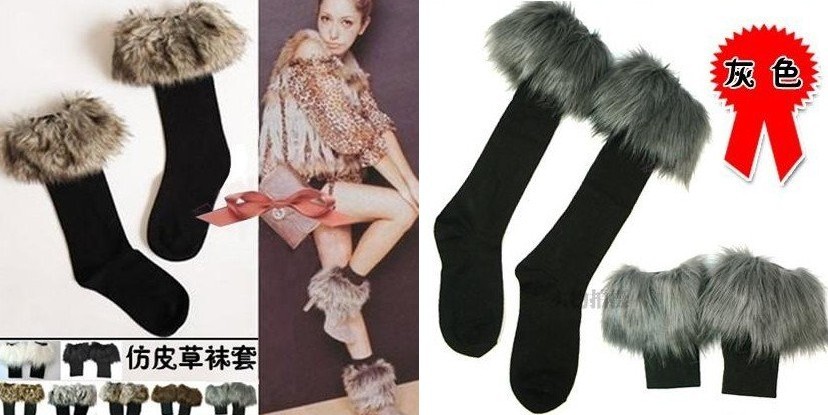 Free shipping Classic long flanging faux fur socks,7 Section,16pcs/lot=8 pairs many colors