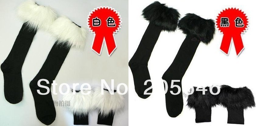 Free shipping Classic long flanging faux fur socks,7 Section,60pcs  many colors