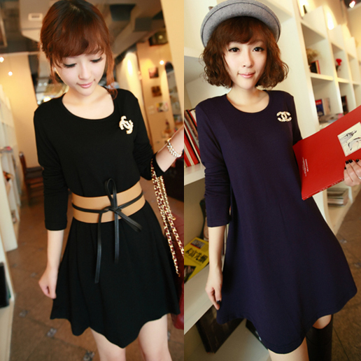 free shipping Clothing 2012 women's fashion loose all-match knitted one-piece dress