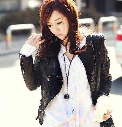 Free Shipping Clothing 2013 spring women's short design slim motorcycle leather clothing leather jacket coat PU