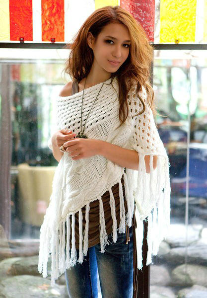 free shipping Clothing raider super soft e008 twisted yarn tassel cloak sweater 280g