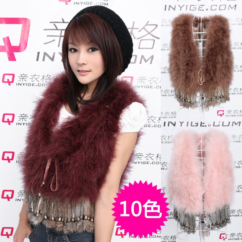 FREE SHIPPING! Clothing Women ostracods wool fur coat vest short design ostrich sweater vest