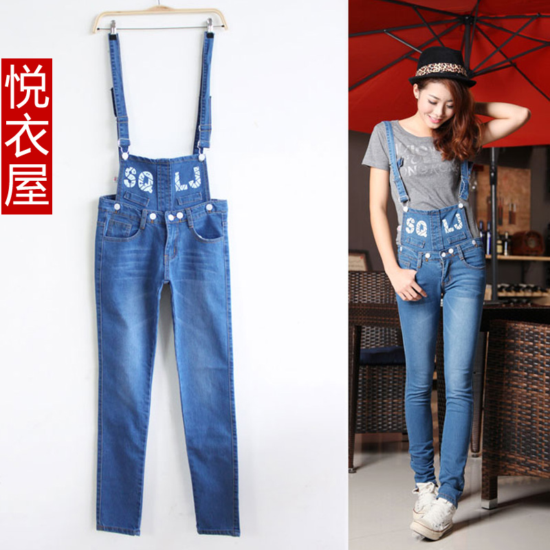 Free Shipping Clothing yi clothes clothing in  spring and autumn women's bib pants jeans wholesale