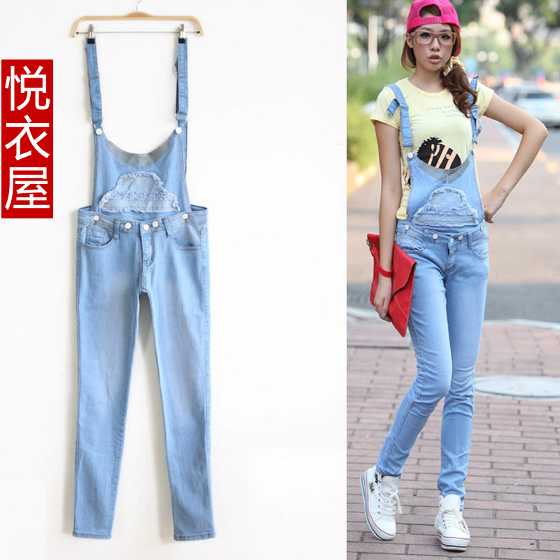 Free Shipping Clothing yi  clothes clothing low-waist sexy two ways bib pants jeans wholesale