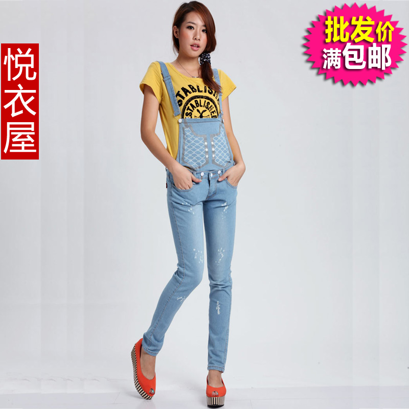 Free Shipping Clothing yi clothes fashion clothing one piece women's bib pants jeans wholesale