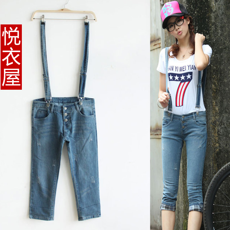 Free Shipping Clothing yi  clothes fashion women's suspenders seven jeans capris wholesale