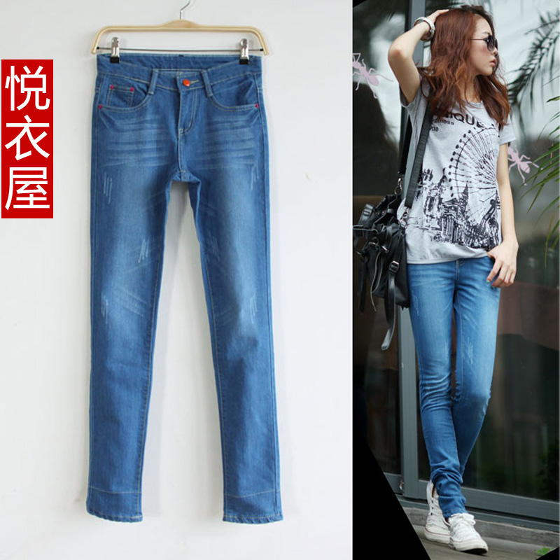 Free Shipping Clothing yi  clothes slim denim long trousers women's pants pencil pants wholesale