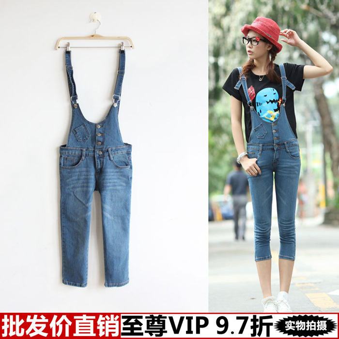 Free Shipping Clothing yi  clothes women's jeans bib pants capris wholesale