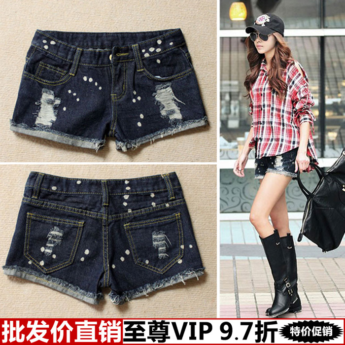 Free Shipping Clothing yi denim clothes distrressed vintage fashion women shorts female wholesale