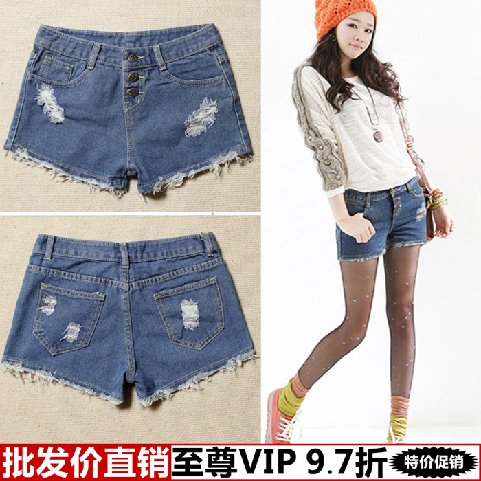 Free Shipping Clothing yi guangzhou clothes 2013 denim buttons shorts pants hot-selling women's Wholesale