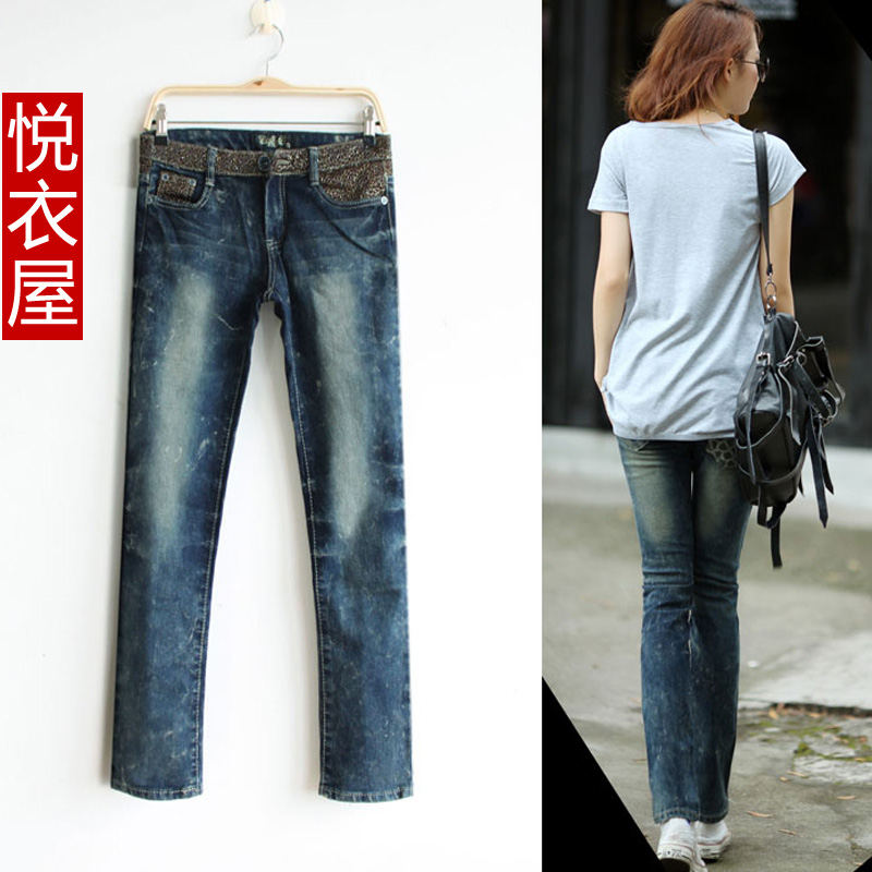 Free Shipping Clothing yi women's classic high quality straight loose plus size jeans wholesale