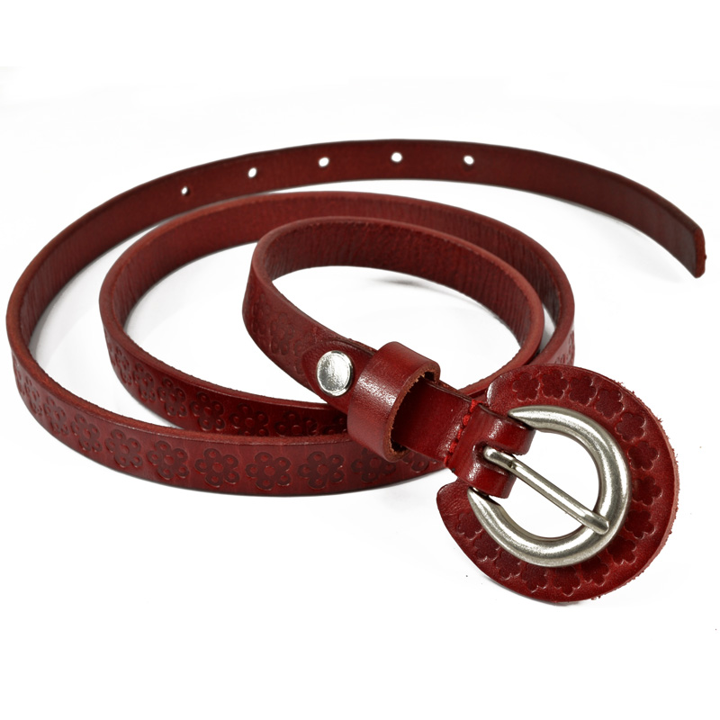 Free shipping cold steel women's belt genuine leather strap female first layer of cowhide strap fashion print thin belt female