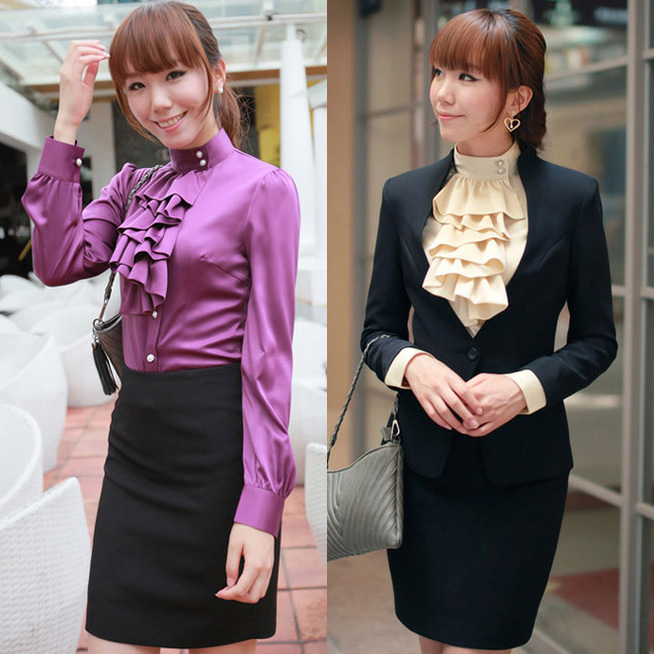 Free shipping Collarless suit piece set work wear women fashion set blazer ol skirt formal autumn new arrival