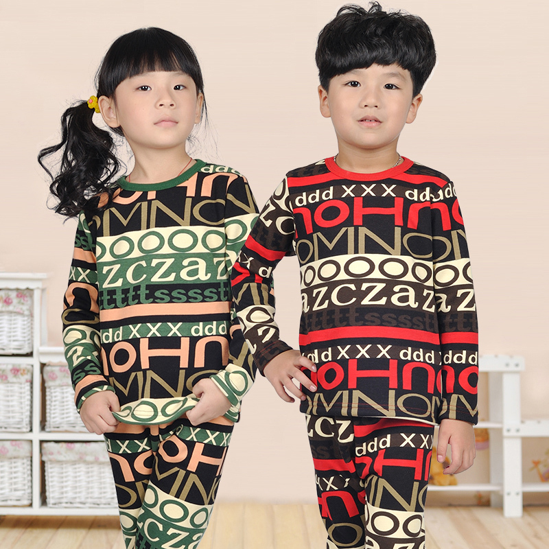 Free Shipping Colorful pig child thermal underwear set plus velvet thickening children's clothing autumn and winter