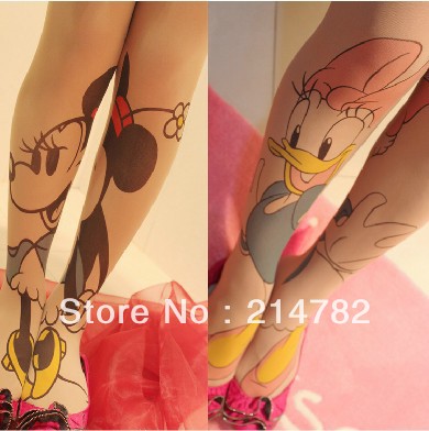 Free Shipping Cool Punk Women's Tattoo thick "Mickey " Pantyhose Stocking,Tights socks, Silk Stockings, Fashion Pantyhose