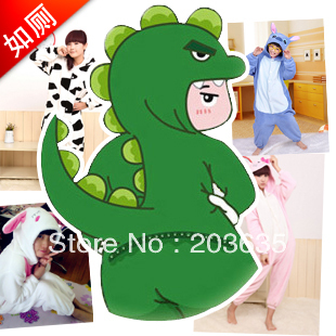 free shipping Coral fleece animal cartoon one piece sleepwear stitch  thickening lengthen,with zipper for tolit edition