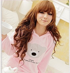 Free Shipping, Coral fleece female autumn and winter women's sleepwear long-sleeve cartoon bear lounge