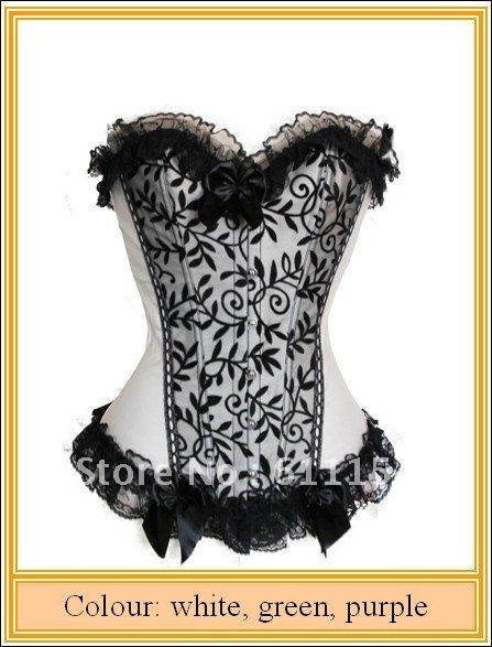 Free shipping corset lingerie sexy bustier Lace Up Trim Boned Satin Shapers &+G-strin!wholesale