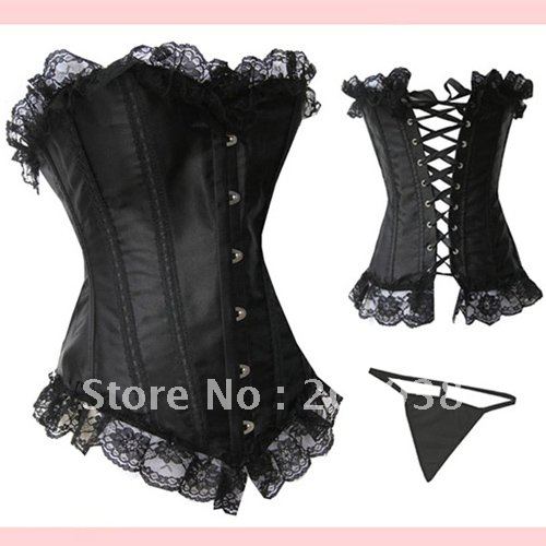 Free shipping!! corset  sexy bustier,black strapless corset,women's  sexy underwear + sexy thongs