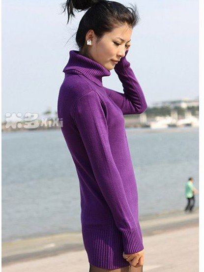 free shipping cost! 2pieces/lot,Long cotton in rendering high-necked sweater hip bag (gift necklace)