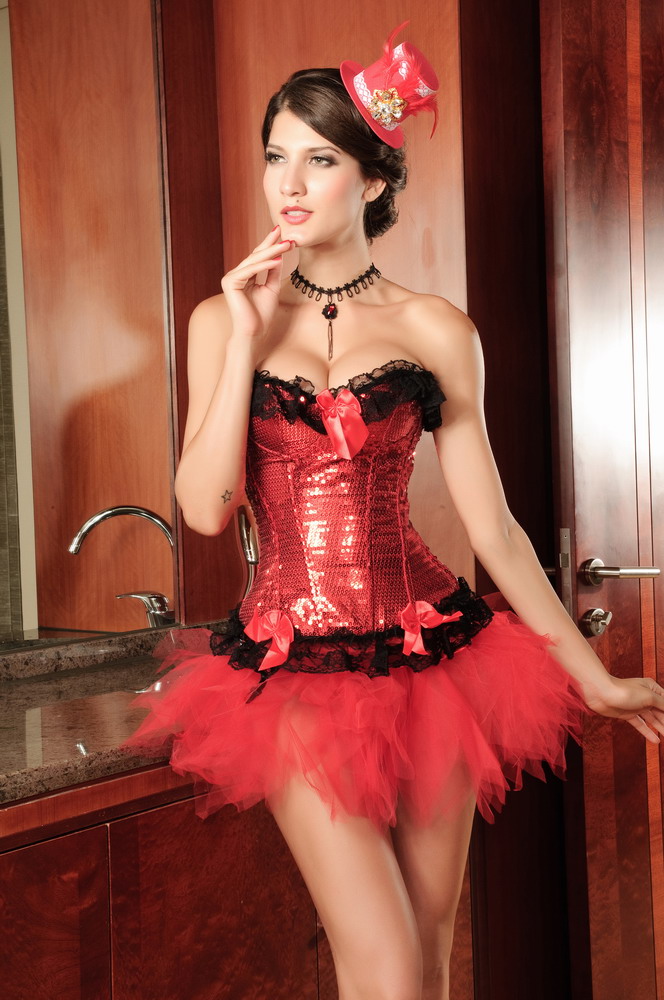 Free Shipping Cost Dl red paillette lotus leaf laciness bow beautiful shapewear vest 5232 - 2 Fast delivery  Cheap Price