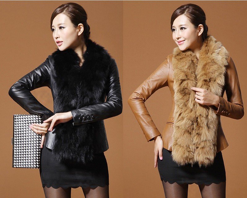 Free shipping Costly temperament large true collars. Leather. Fur coat