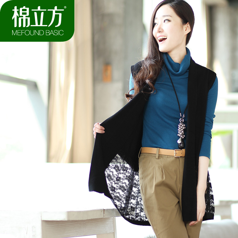 Free Shipping Cotton 2013 spring new arrival formal lace patchwork medium-long Women cardigan sweater