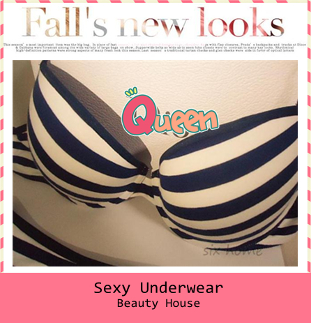 Free shipping cotton gather sexy cute striped underwear bra sets lady sexy comfortable bra sets F0074