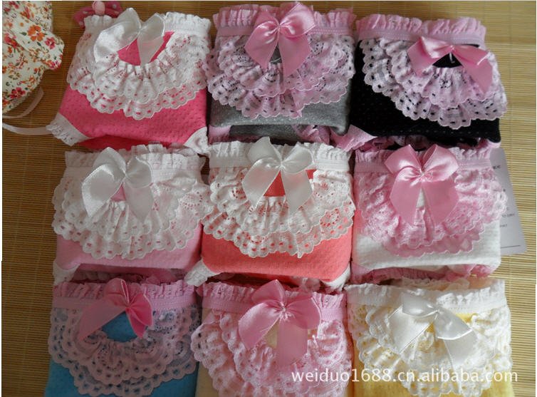 Free shipping cotton lace cotton briefs