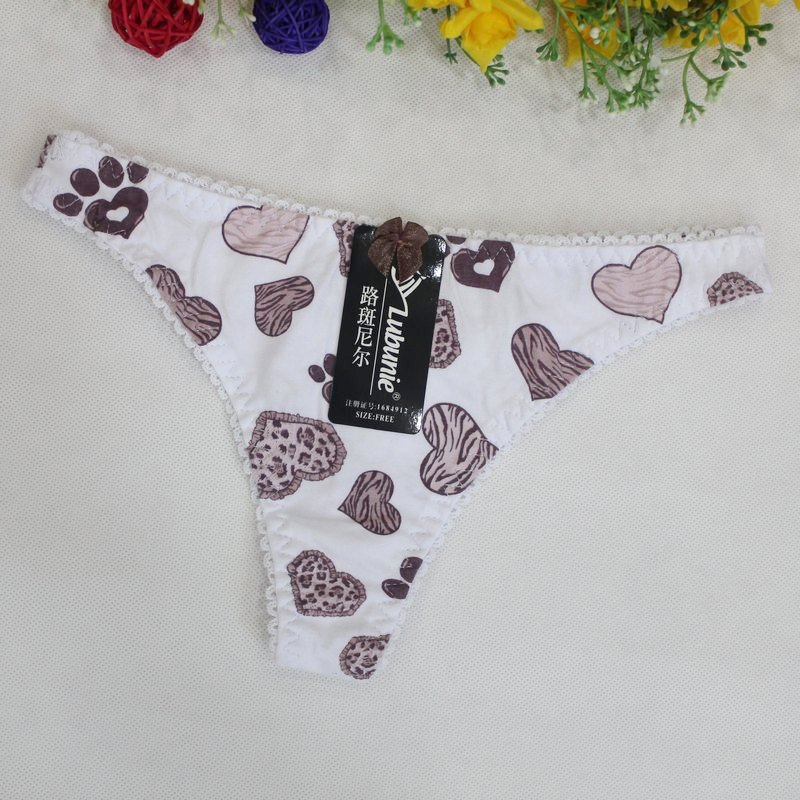 Free shipping cotton printed bikini for femail sexy women string underwear