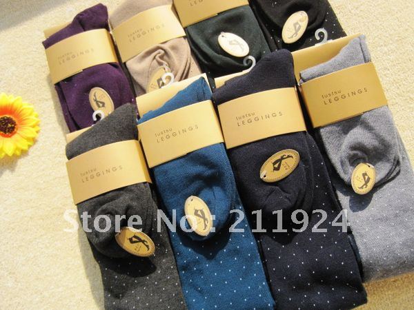 Free shipping Cotton wool blending dot autumn and winter thickening pantyhose socks