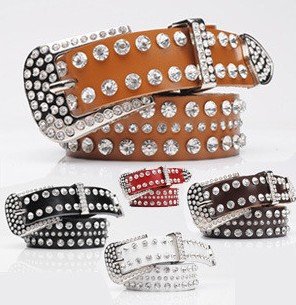 Free shipping,cow leather rhinestone belt,western lady crystal leather belt,genuine leather rhinstone belt