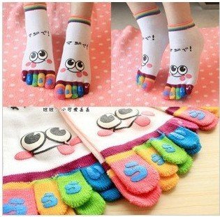 free shipping Creative couple cartoon socks Cotton socks Cartoon five fingers sox Cute socks