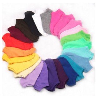 free shipping Cute candy colored cotton socks ship socks solid floor socks